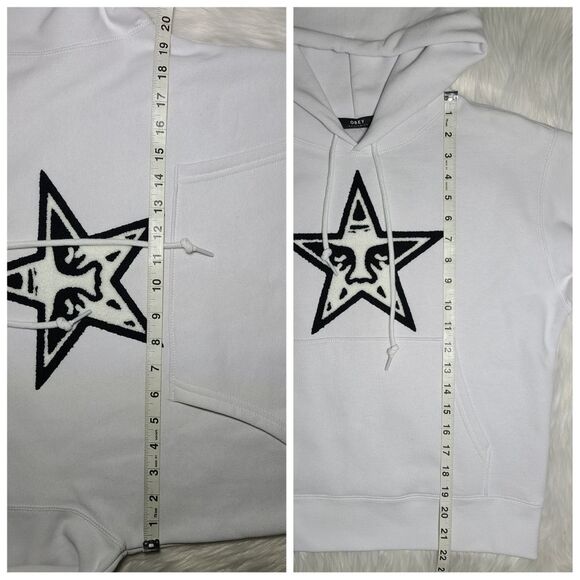 NWT|OBEY Starface White Pullover Drawstring Hoodie, XS - Picture 8 of 9